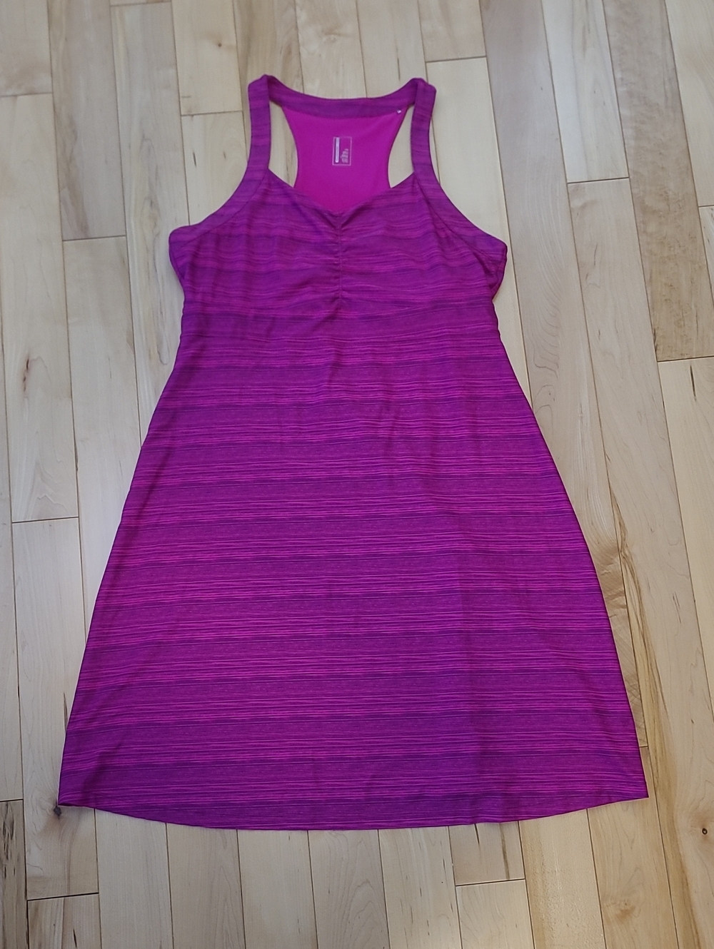 Mondetta Women's Size Large Fuchsia Striped Racerback Dress With Built In Bra